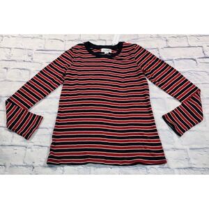 Velvet by Graham & Spencer WOMENS SZ XS Striped Blue Red Knit Long Sleeve Shirt